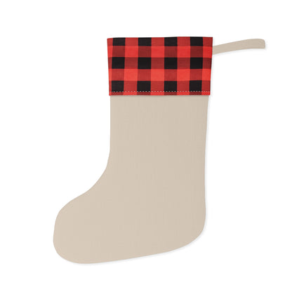 Festive Santa Christmas Stocking - Cozy Holiday Decor with Plaid Accent