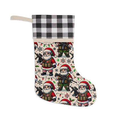 Festive Santa Christmas Stocking - Cozy Holiday Decor with Plaid Accent