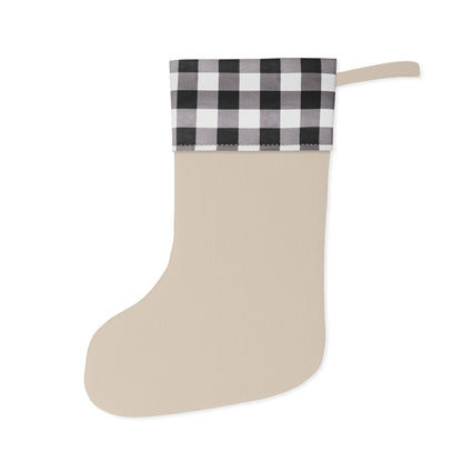 Festive Gingerbread Christmas Stocking with Buffalo Check Trim