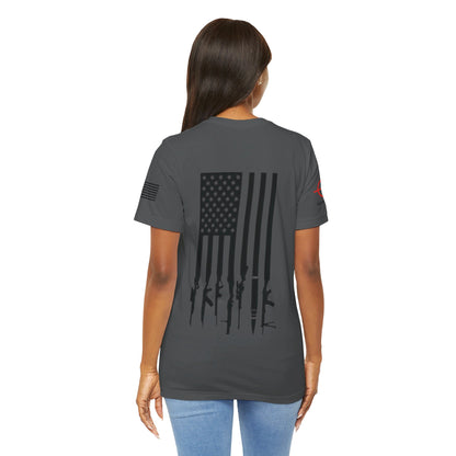 Gun Flag Back - Unisex Jersey Short Sleeve Tee