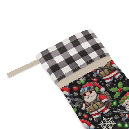 Festive Santa Christmas Stocking - Cozy Holiday Decor with Plaid Accent