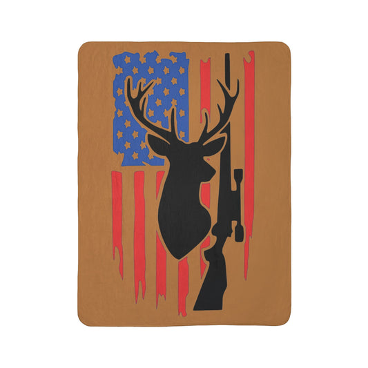 Stag & Rifle - Fleece Sherpa Blanket