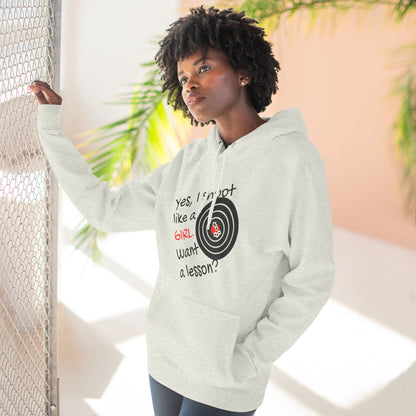 Shoot Like A Girl - Three-Panel Fleece Hoodie