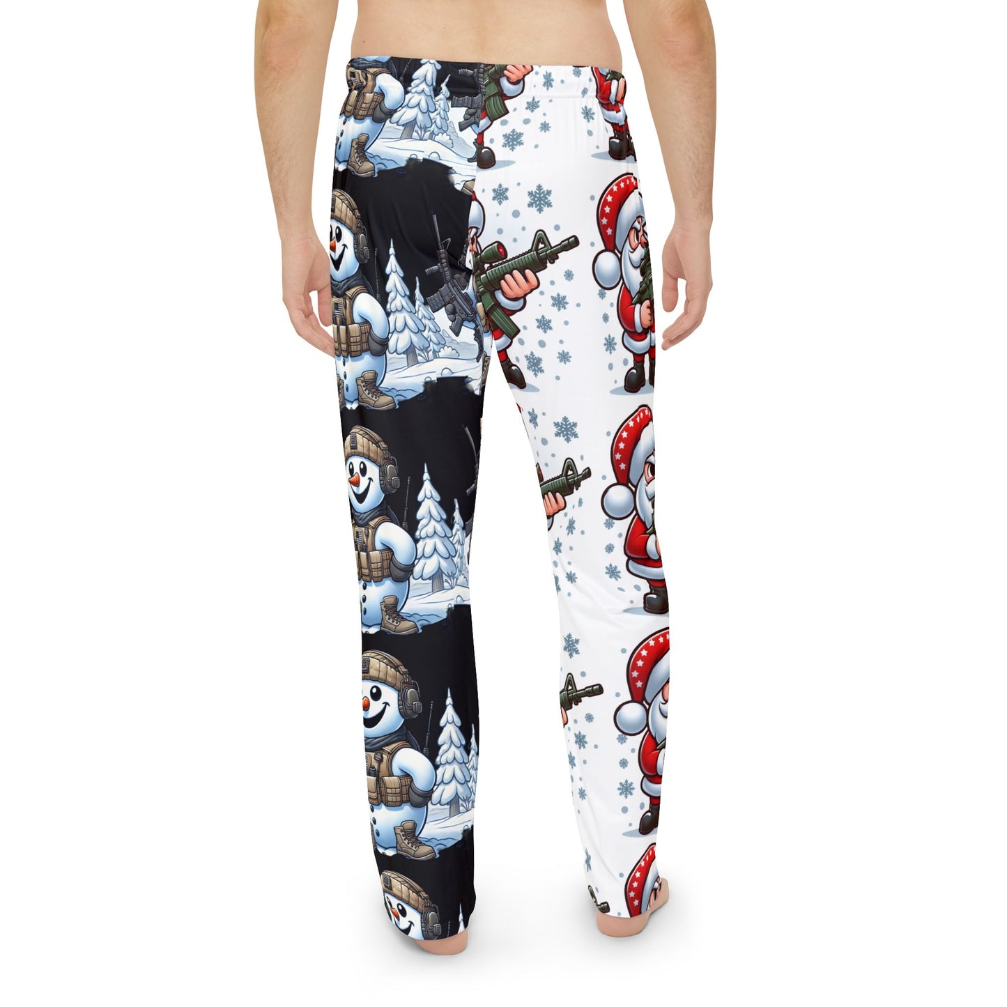 Festive Holiday Men's Pajama Pants - Santa & Snowman Design