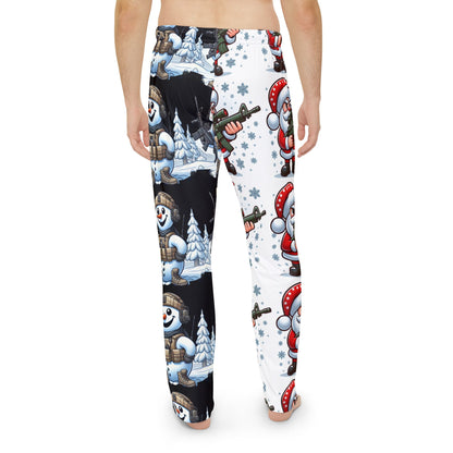 Festive Holiday Men's Pajama Pants - Santa & Snowman Design