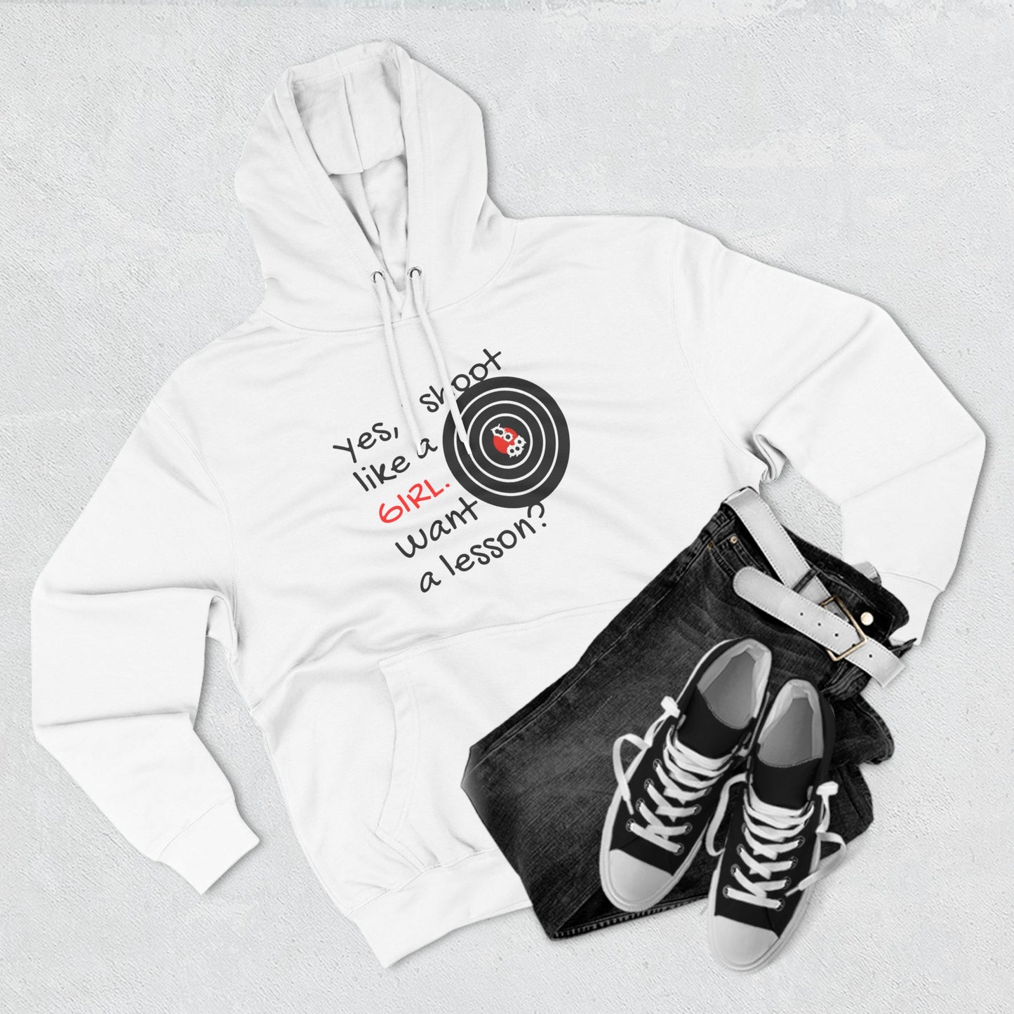 Shoot Like A Girl - Three-Panel Fleece Hoodie