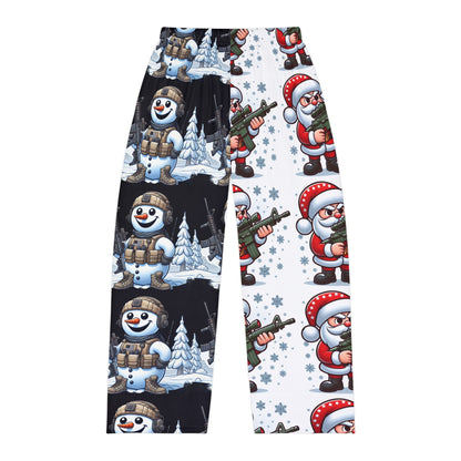 Festive Holiday Men's Pajama Pants - Santa & Snowman Design