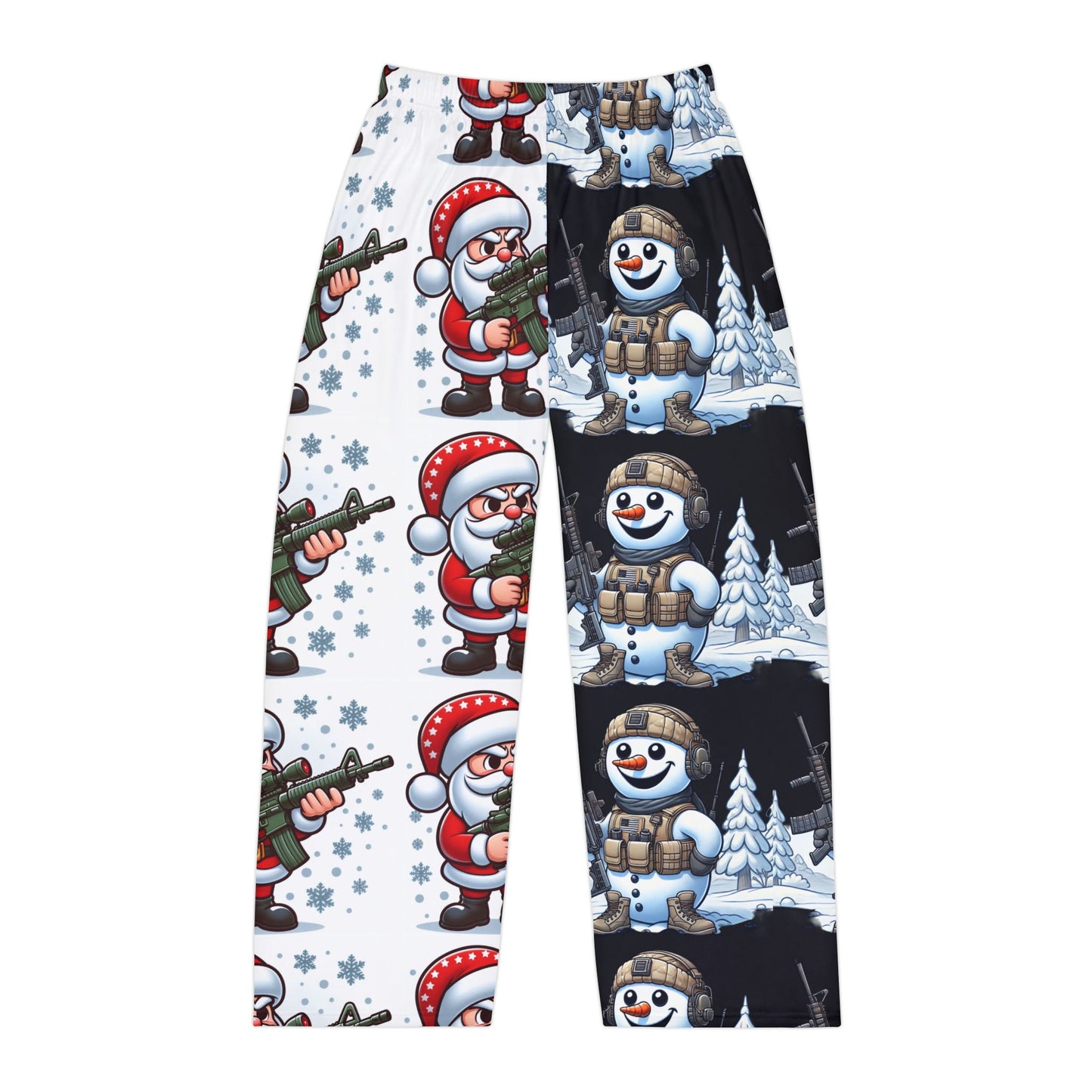 Festive Holiday Men's Pajama Pants - Santa & Snowman Design