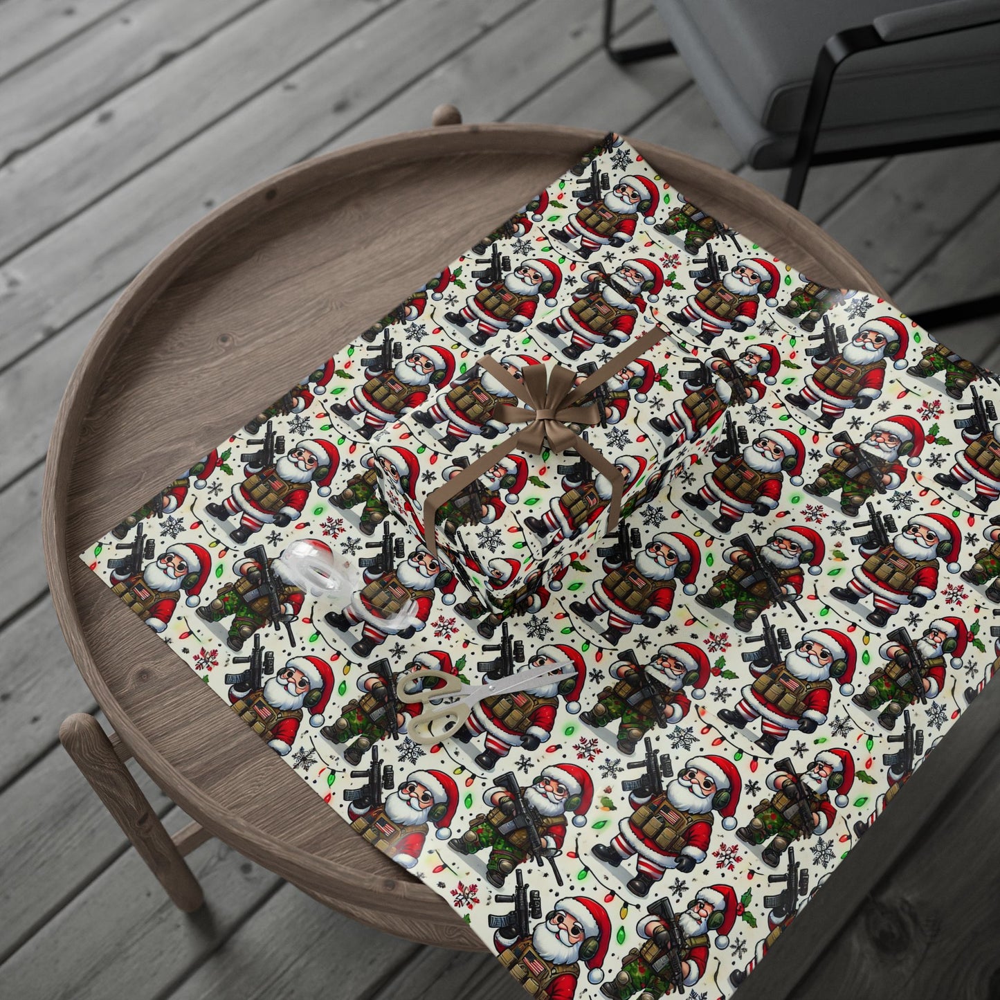 Festive Holiday Wrapping Paper with Santa and Friends