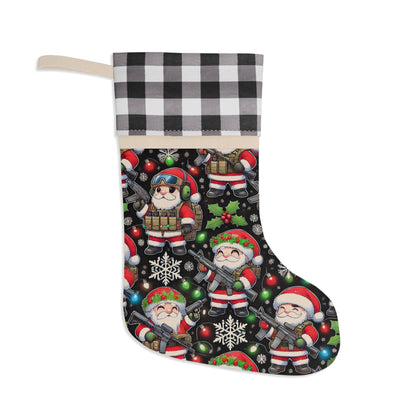 Festive Santa Christmas Stocking - Cozy Holiday Decor with Plaid Accent