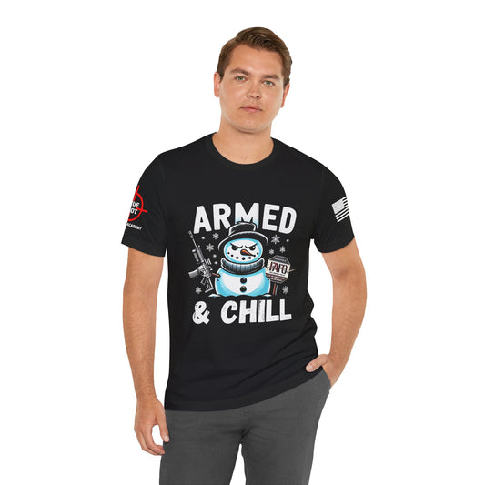 Armed & Chill Holiday Tee - Unisex Jersey Short Sleeve T-Shirt