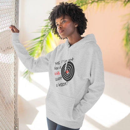 Shoot Like A Girl - Three-Panel Fleece Hoodie